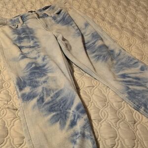 JJill High Waisted Cropped Blue Tie-Dye Jeans
